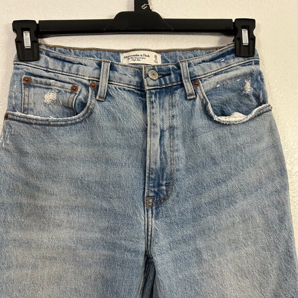 Abercrombie & Fitch High Rise The 90's Relaxed Jeans Distressed Busted Knee - Picture 3 of 8